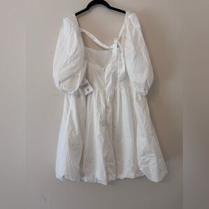 ARULA White Puff Sleeve Dress